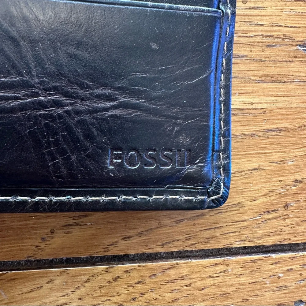 Fossil Derrick Brown Leather Bifold Wallet Sliding 2-in-1 Removable Card Case